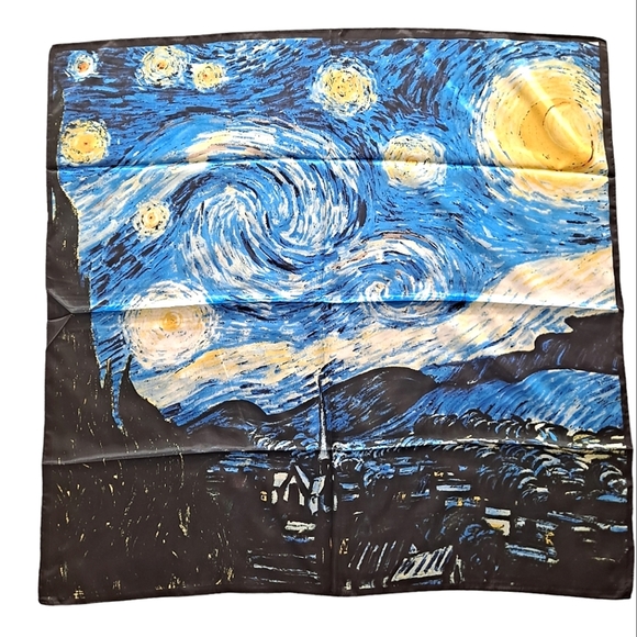 Boutique Accessories - 💖 2/$30 Square Satin abstract art oil painting blue Hair neck or purse Scarf